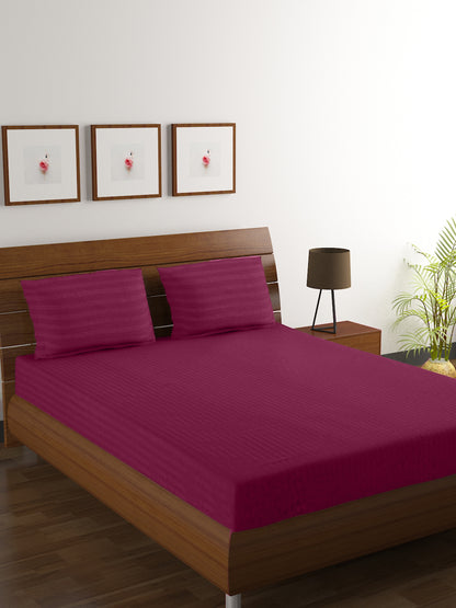 Cotton Bedsheet - Double Bed - Wine