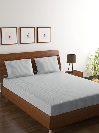 Cotton Bedsheet - Double Bed - Light Grey