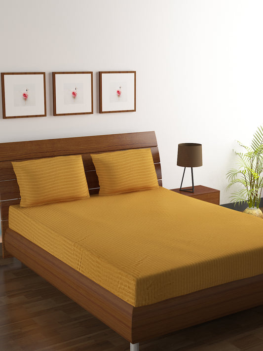 Cotton Bedsheet - Double Bed - Mustard Yellow