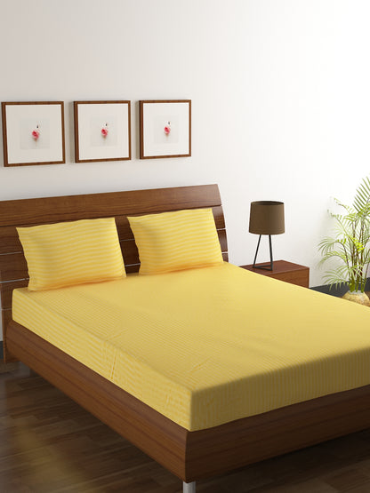 Cotton Bedsheet - Double Bed - Yellow