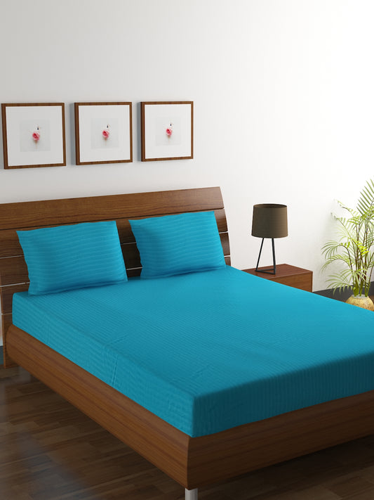 Cotton Bedsheet - Double Bed - Aqua Blue