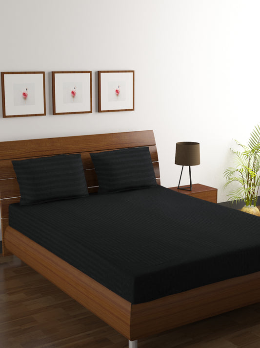 Cotton Bedsheet - Double Bed -Solid Black