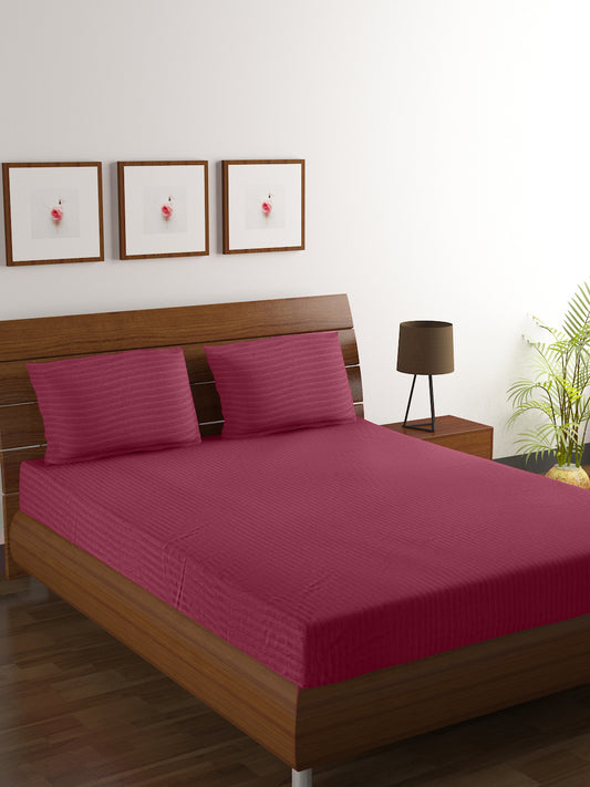 Cotton Bedsheet - Double Bed - Dark Red