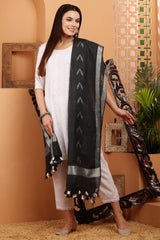 Dupatta -Cotton Ikkat Buta -Black