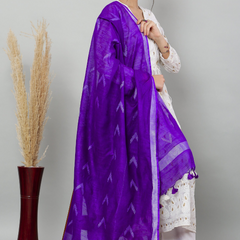 Dupatta-Cotton Ikkat Buta -Purple