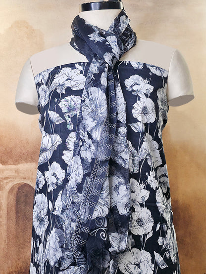 Cambric Cotton Floral Unstitched Suit- Black
