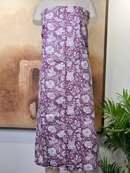 Cambric Cotton Floral Unstitched Suit- Dusty Wine