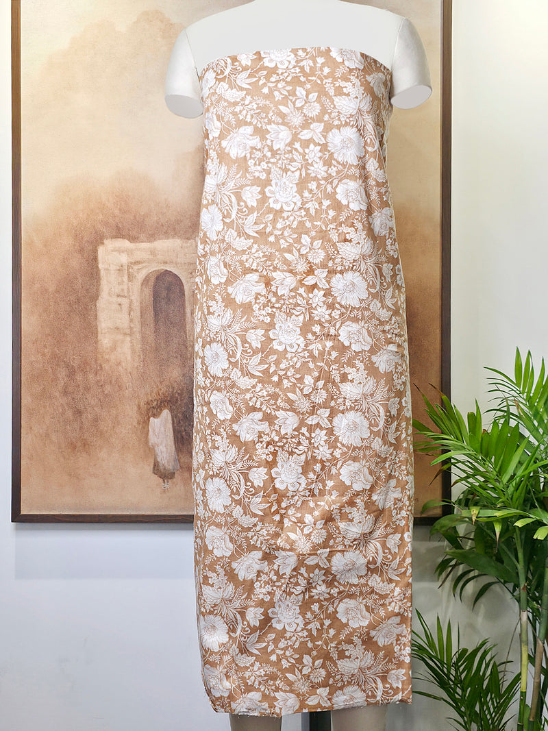 Cambric Cotton Floral Unstitched Suit- Mustard Yellow