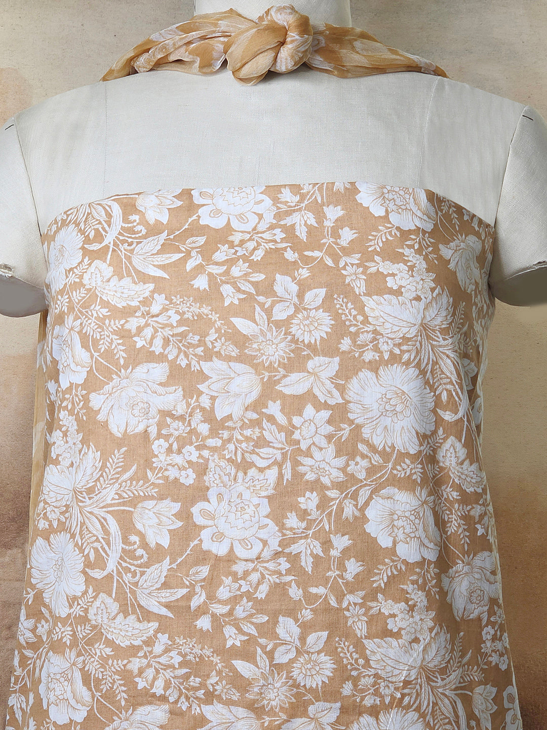 Cambric Cotton Floral Unstitched Suit- Mustard Yellow