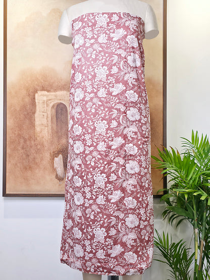 Cambric Cotton Floral Unstitched Suit- Reddish Pink