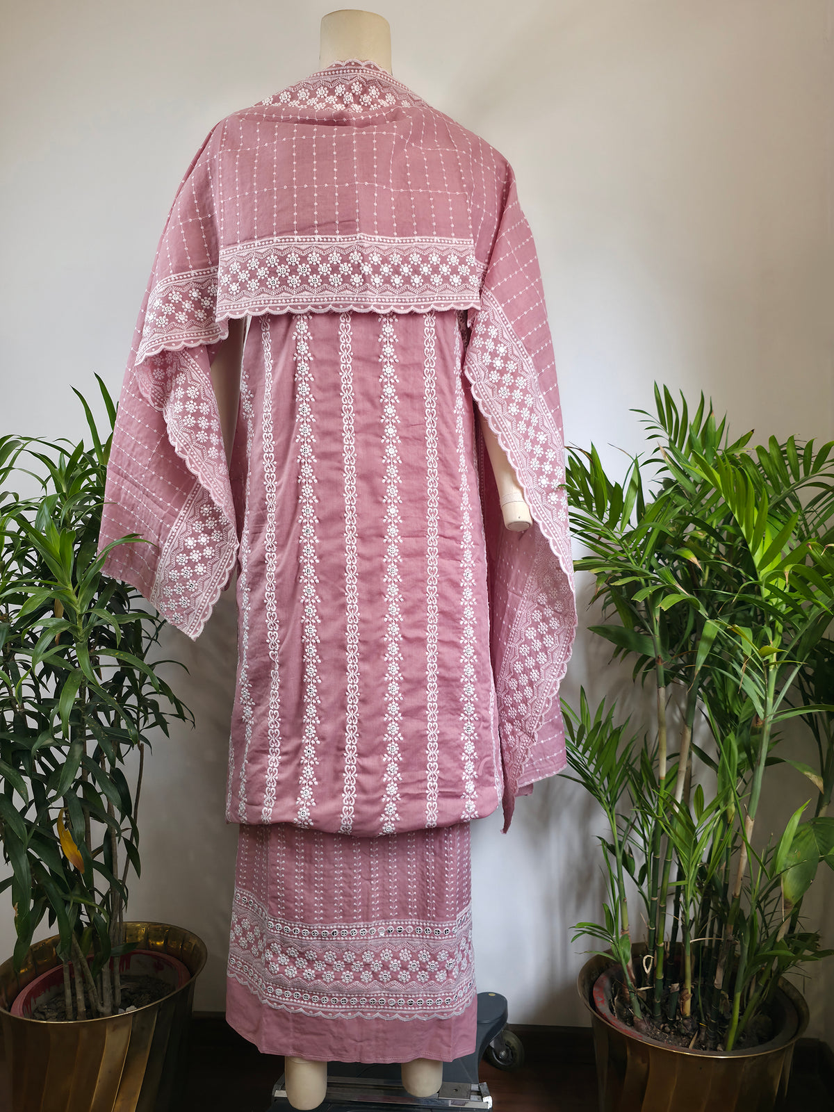 Cotton Embroidered Unstitched Suit- Meher Dusty Pink Bel