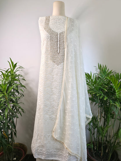 Georgette Embroidered Unstitched Suit- Noor-e-Safed