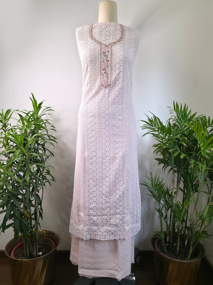 Georgette Floral Unstitched Suit- Baby Pink