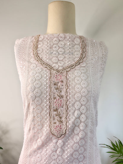 Georgette Floral Unstitched Suit- Baby Pink