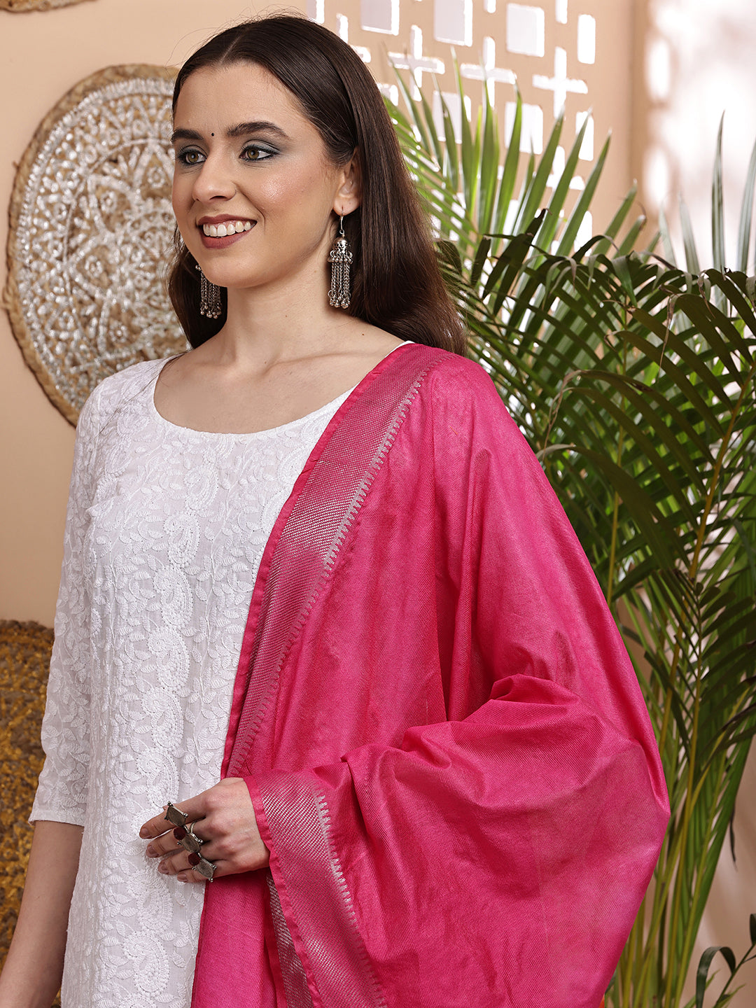 Dupatta- Shibori - Pink n Orange