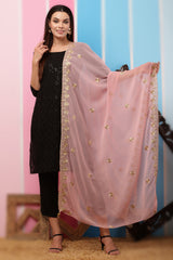 Georgette Dupatta- Blush Pink Zari