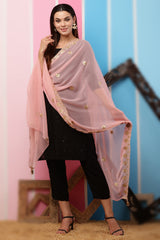 Georgette Dupatta- Blush Pink Zari