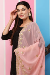 Georgette Dupatta- Blush Pink Zari