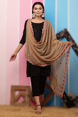 Georgette Dupatta- Chikoo Multi