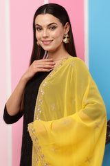 Georgette Dupatta- Yellow Zari