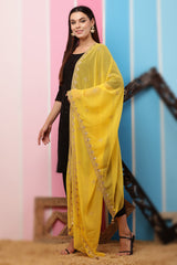 Georgette Dupatta- Yellow Zari