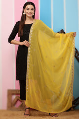 Georgette Dupatta- Yellow Zari