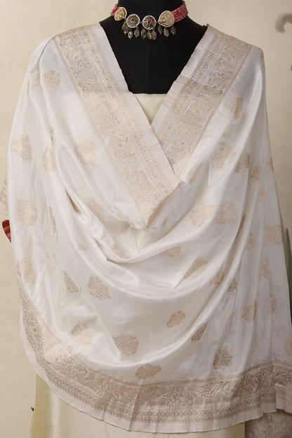 Gold Tissue Unstitched Suit Set with Mina Bloom  Dupatta