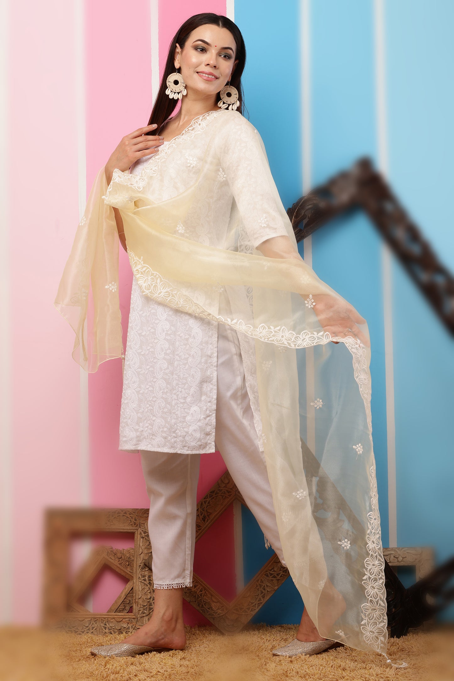 Organza Dupatta- Lemon Yellow