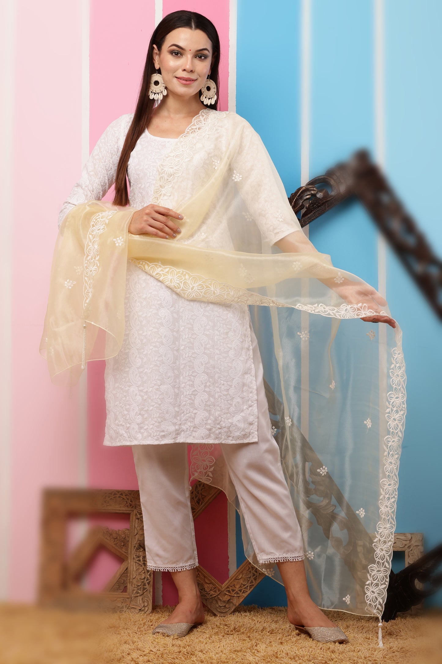 Organza Dupatta- Lemon Yellow
