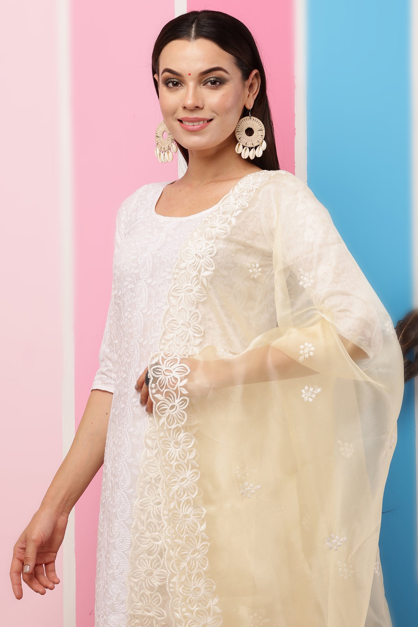 Organza Dupatta- Lemon Yellow