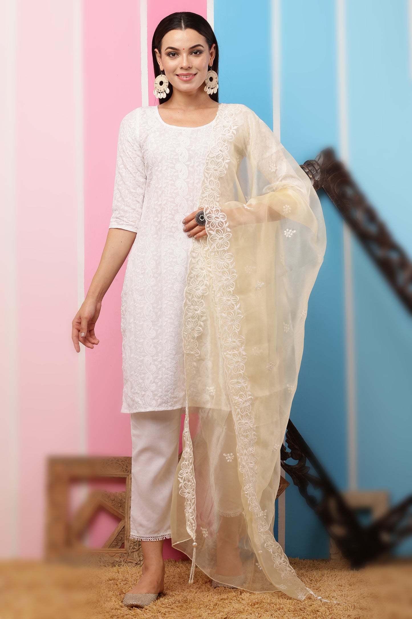 Organza Dupatta- Lemon Yellow