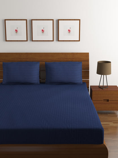 Cotton Bedsheet - Double Bed - Navy Blue
