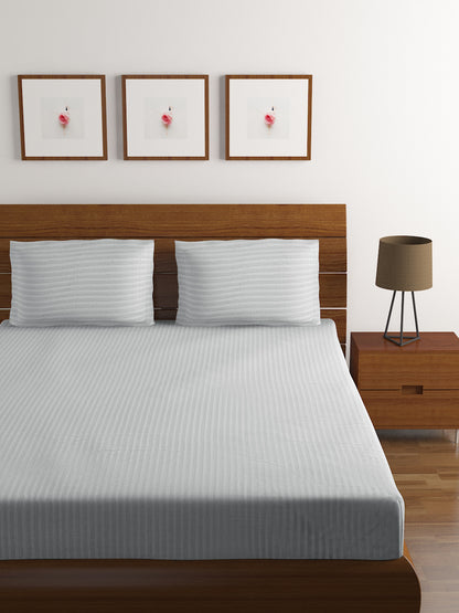 Cotton Bedsheet - Double Bed - Light Grey