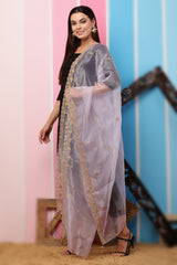 Organza Dupatta- Lilac Zari