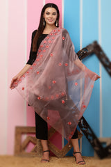 Organza Dupatta- Onion Pink Multi