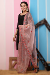 Organza Dupatta- Onion Pink Multi