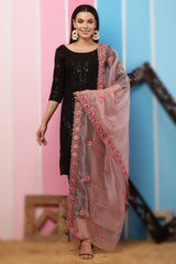 Organza Dupatta- Onion Pink Multi