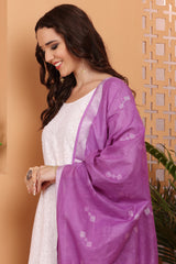 Dupatta -Cotton Slub Linen Manjusha- Purple