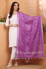 Dupatta -Cotton Slub Linen Manjusha- Purple