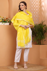 Dupatta -Cotton Slub Linen Manjusha- Yellow