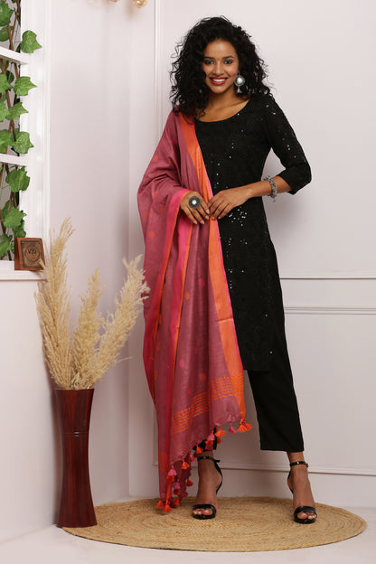 Dupatta-Cotton Slub-Onion Pink
