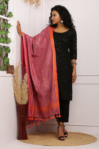 Dupatta-Cotton Slub-Onion Pink