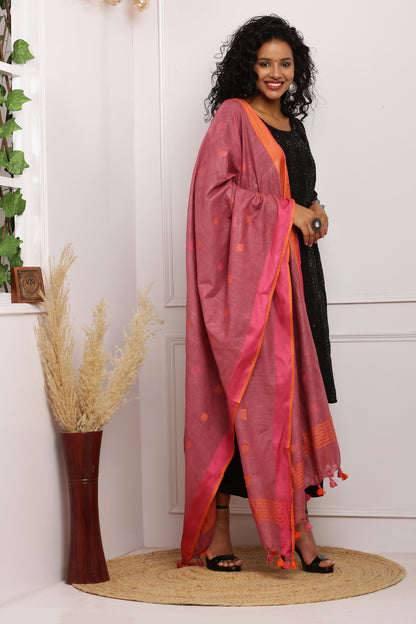Dupatta-Cotton Slub-Onion Pink