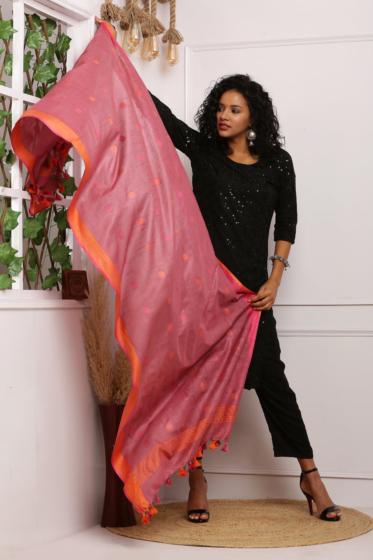Dupatta-Cotton Slub-Onion Pink