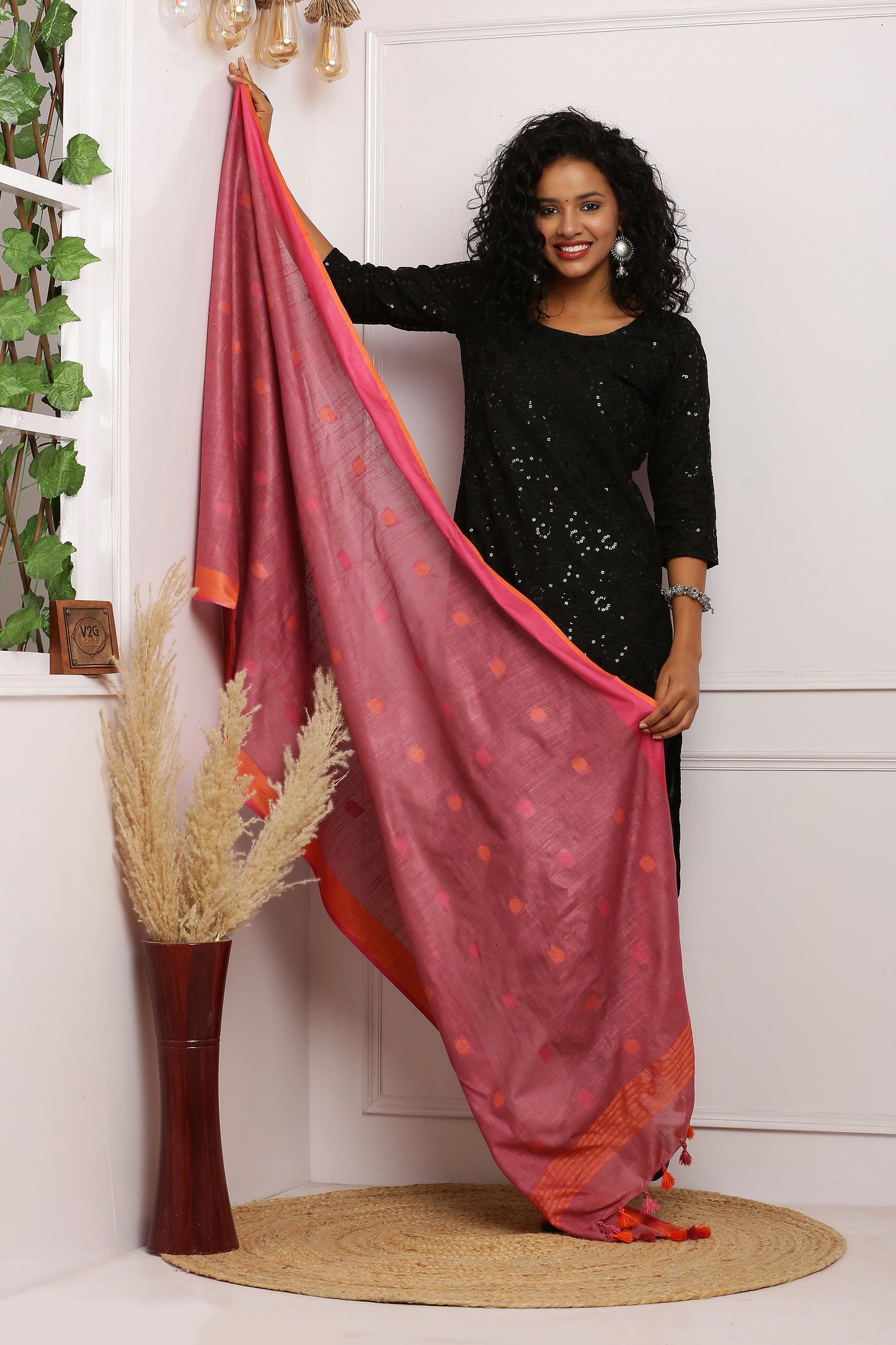 Dupatta-Cotton Slub-Onion Pink