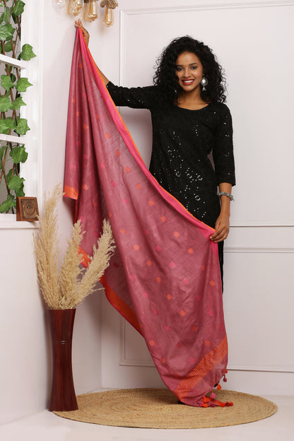 Dupatta-Cotton Slub-Onion Pink