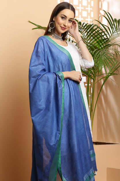 Dupatta -Cotton Linen-Blue n Green