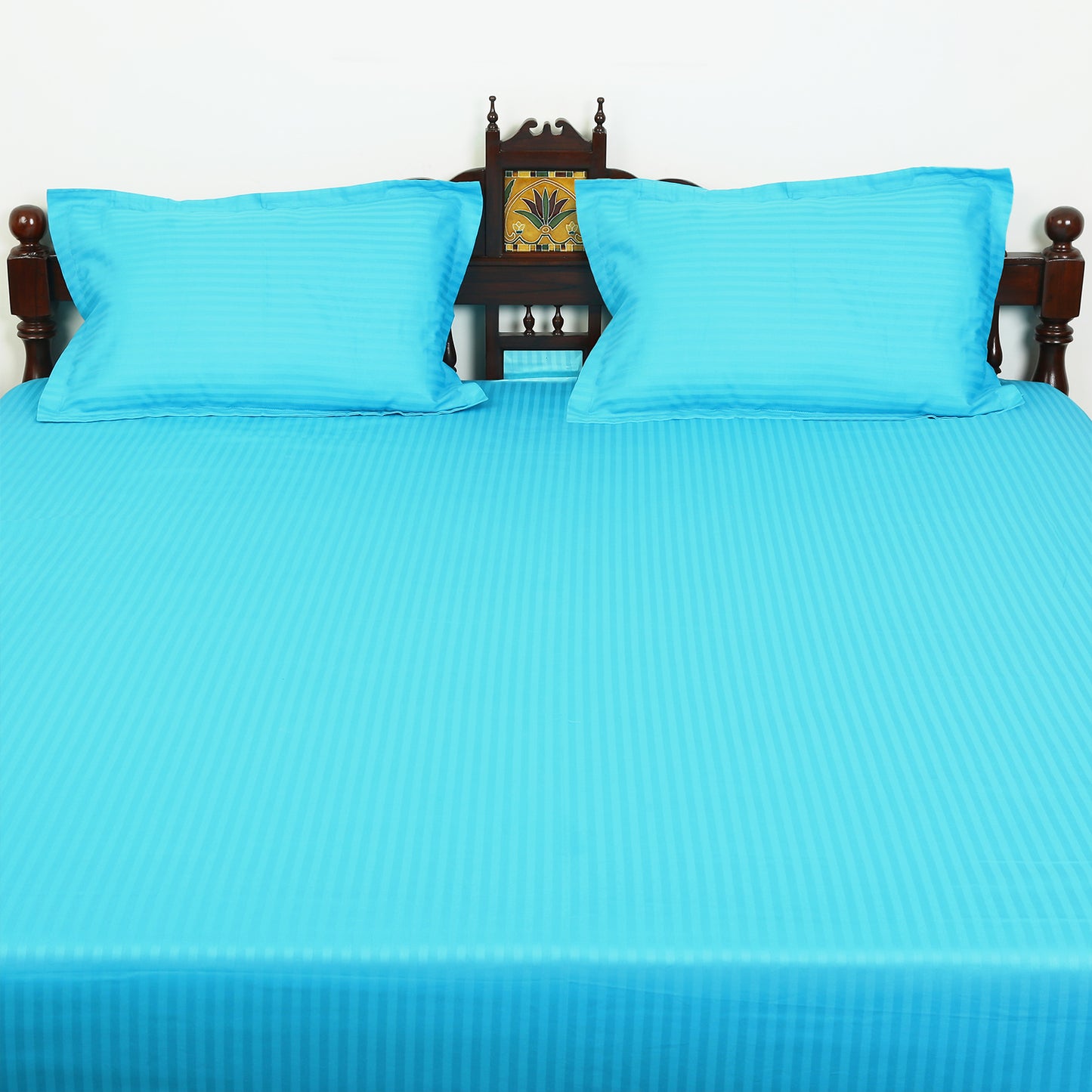 Cotton Bedsheet - Double Bed - Turquoise Blue