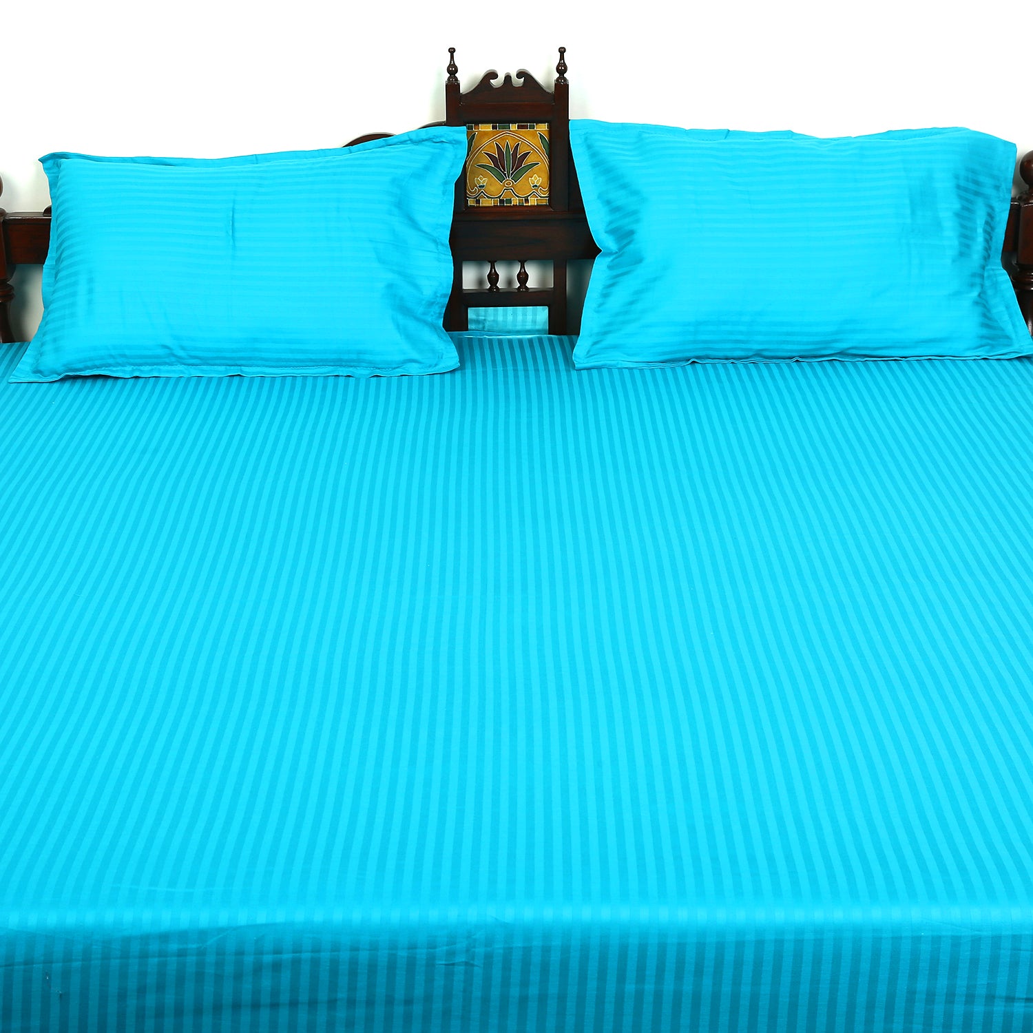 Pure Cotton Bedsheet - Double Bed - Aqua Blue