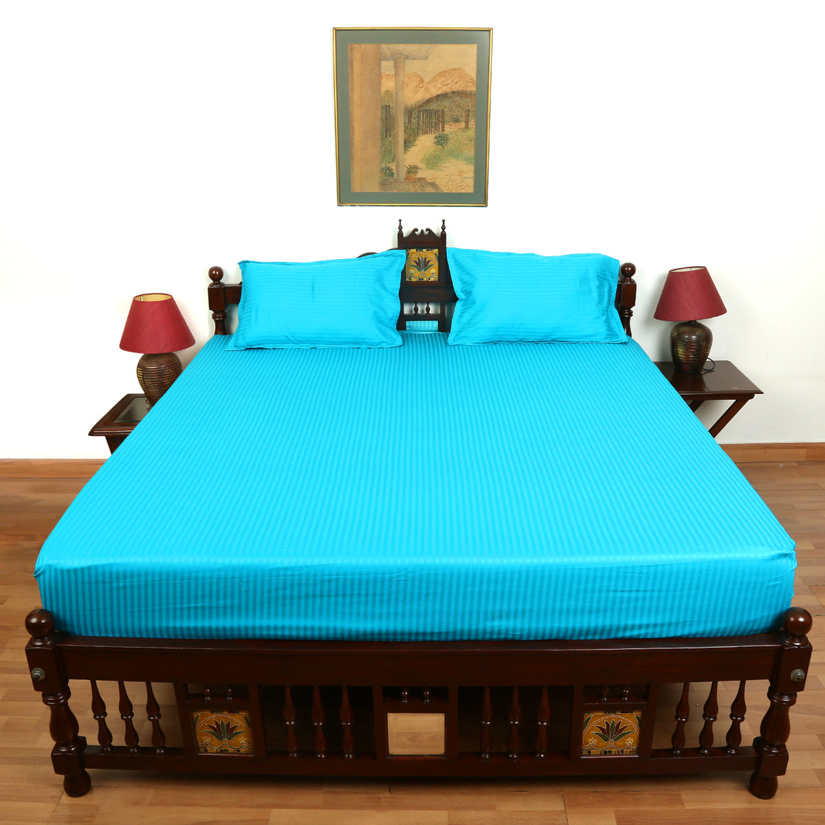 Plain Bedsheet - Double Bed - Aqua Blue